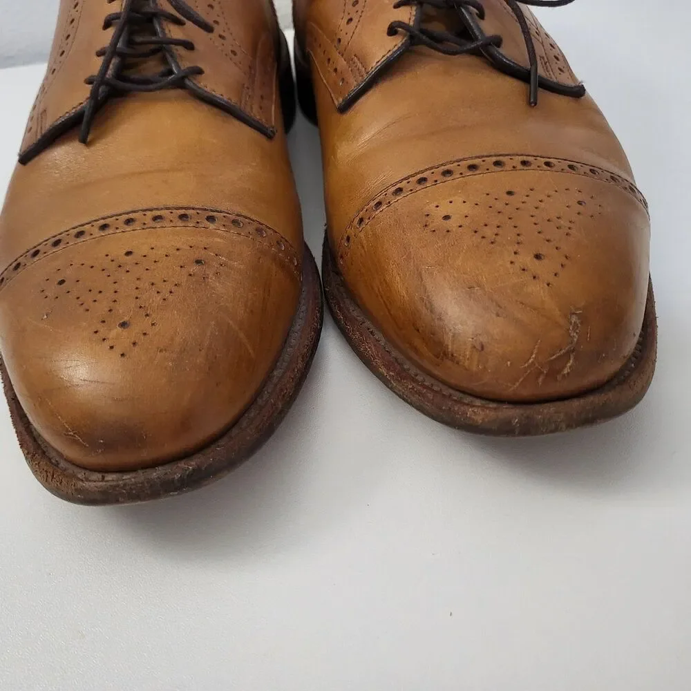 ALLEN EDMONDS Colton Dress Shoes Men 11 Brown Tan Leather Captoe Brogue Oxford